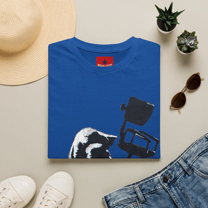 Banksy T-Shirt — Black Cat Tossing Office Chair Graphic Tee