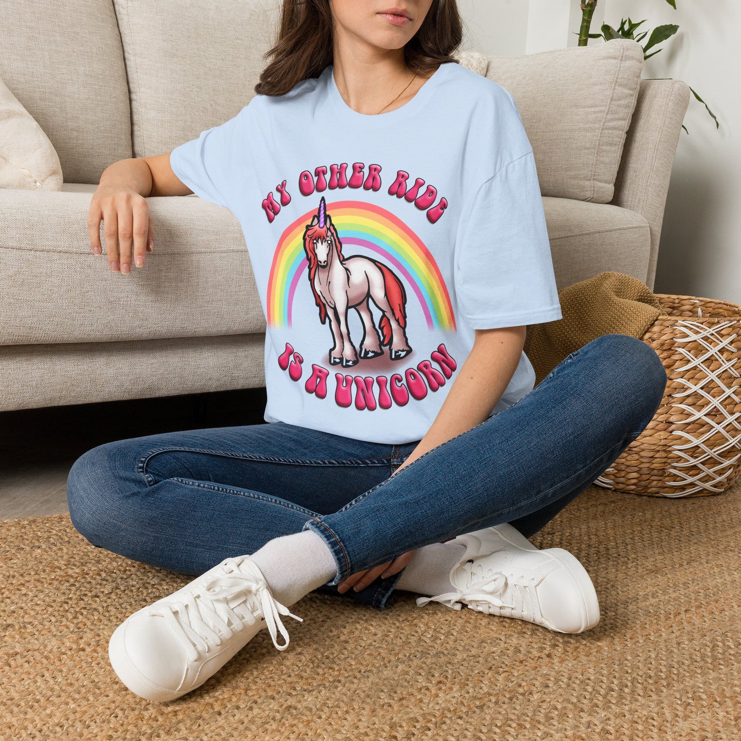 Unicorn Rainbow T‑Shirt — “My Other Ride Is A Unicorn” Retro Graphic Tee