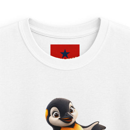 Kids Penguin Graphic Tee — Cute Dancing Penguin Shirt front and back design