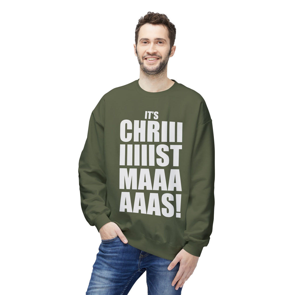 Christmas Shoutout Crewneck Sweatshirt — "It's Chriiistmaaaaas!" Holiday Graphic