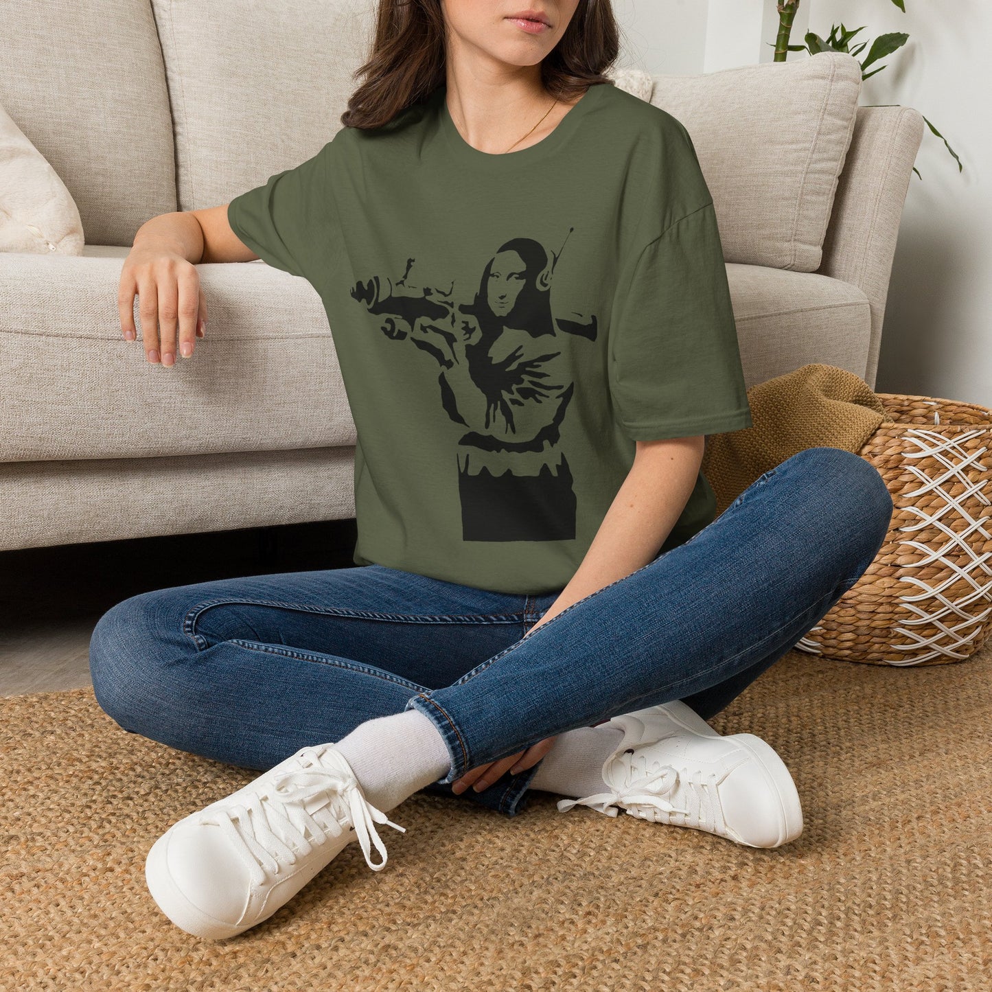 Banksy - Mona Lisa Spray Paint T-Shirt — Street Art Parody Tee