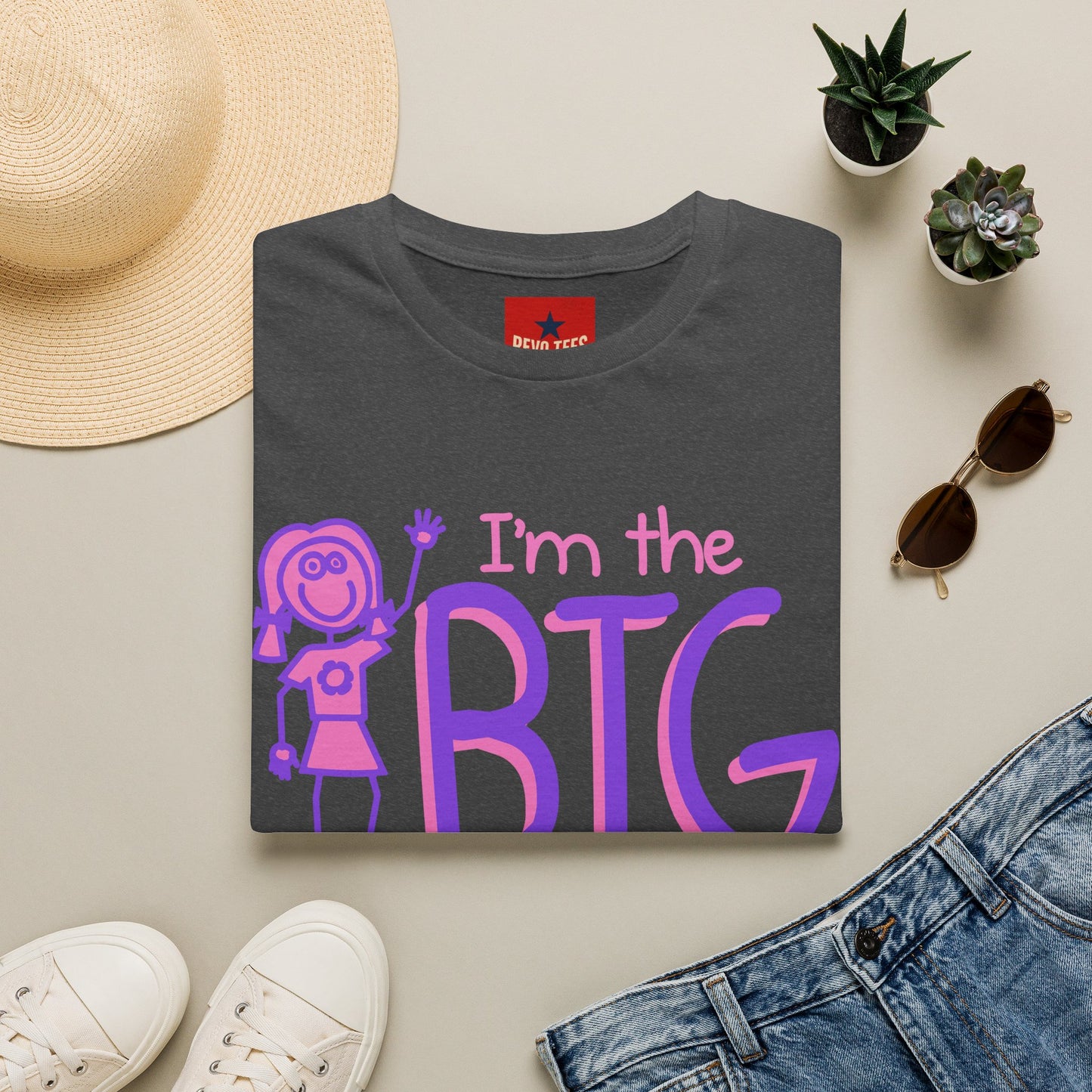 Big Sister T-Shirt — "I'm the Big Sister" Cute Pink & Purple Kids/Family Tee