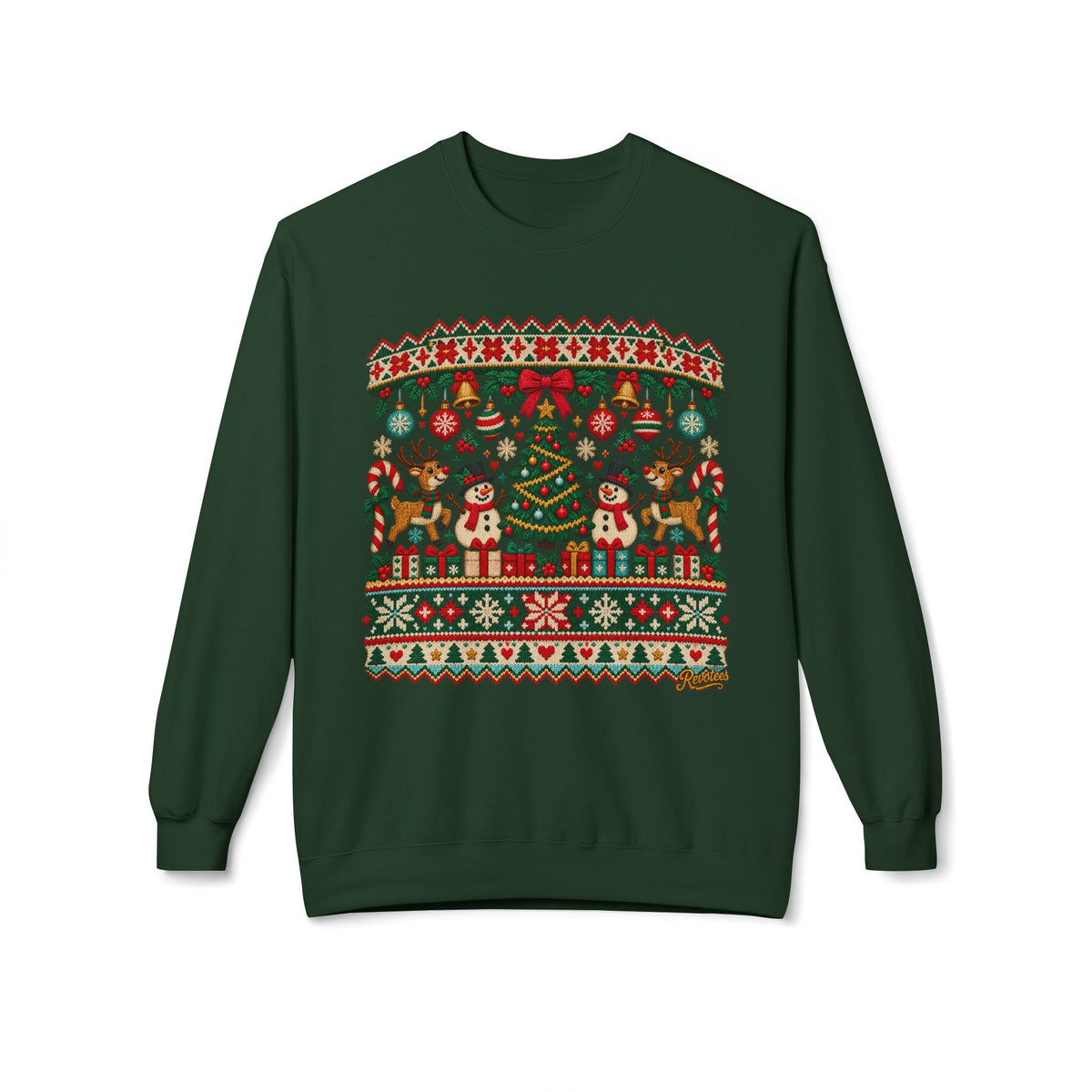 REVOTEES Christmas Tree Holiday Ugly Sweater Crewneck Sweatshirt