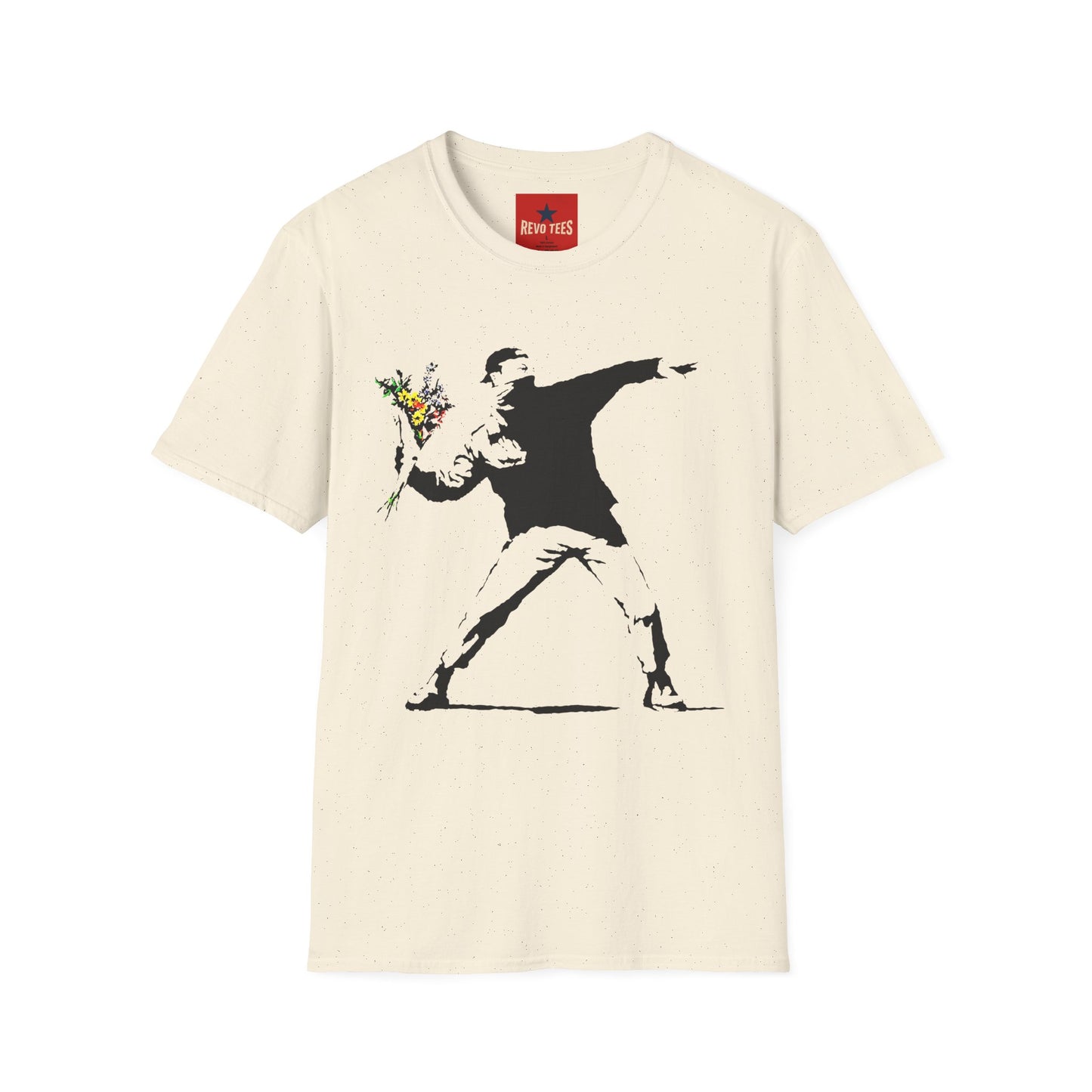 Banksy-Style Flower Bomber T-Shirt — Street Art Protest Graphic Tee
