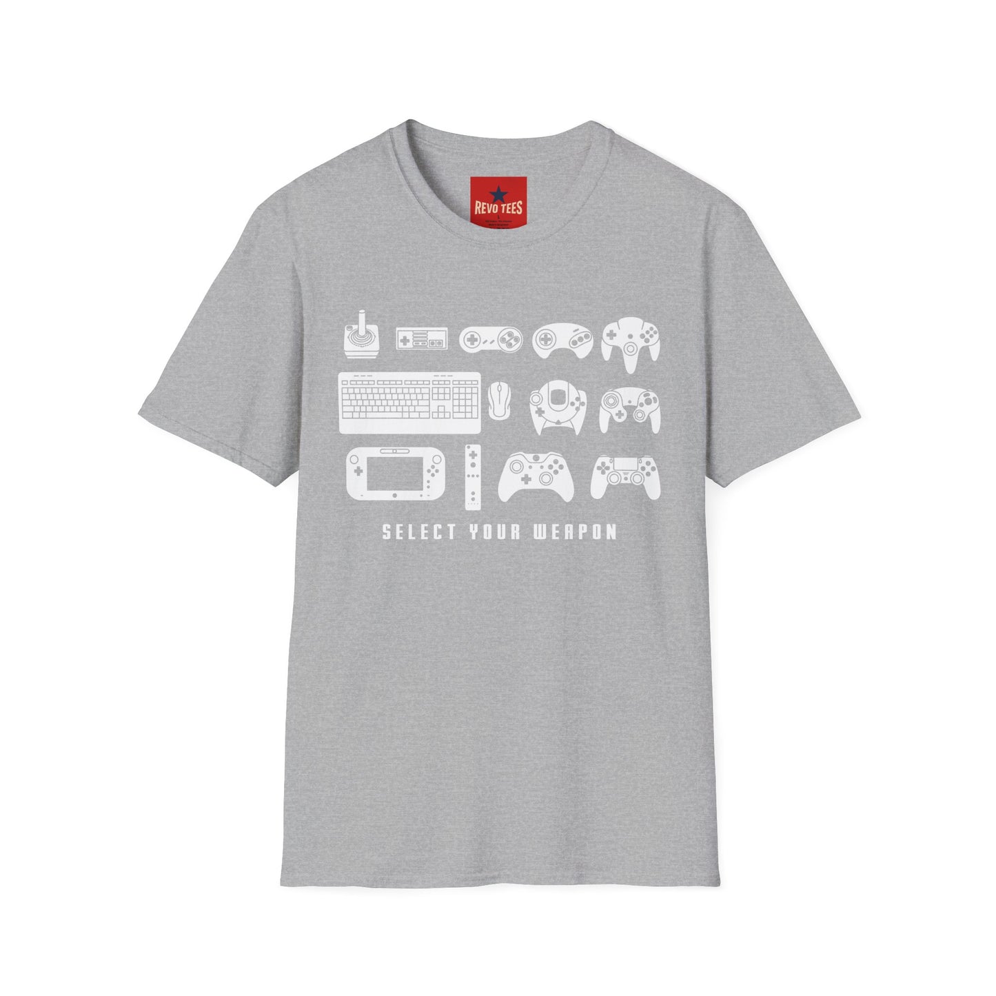 Gaming Controllers T-Shirt — "Select Your Weapon" Retro Console Gamer Tee