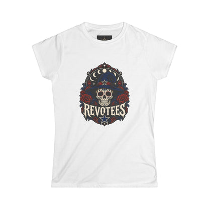 Revotees Skull Tee — Women's Gothic Americana Graphic T‑Shirt