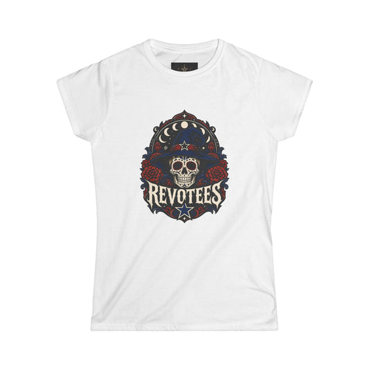 Revotees Skull Tee — Women's Gothic Americana Graphic T‑Shirt