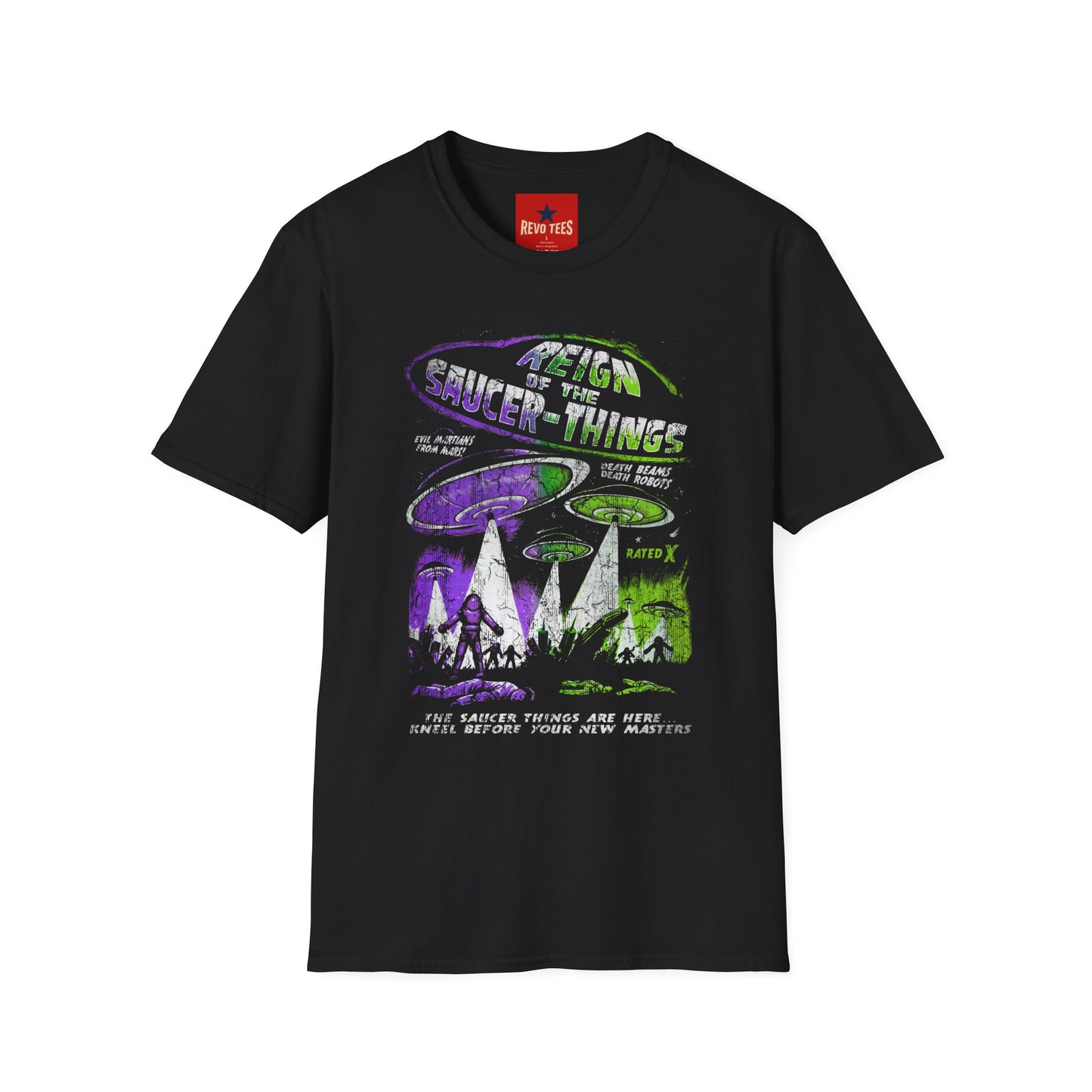 Reign the Saucer-Things T-Shirt — Retro Alien UFO Graphic Tee