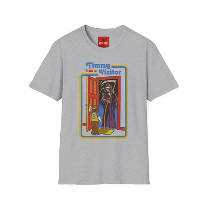 T-Shirt — “Timmy Has a Visitor” Retro Horror Graphic Tee