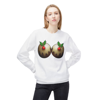 Yule Tidings We'll Twin - Christmas Puddings Crewneck Sweater