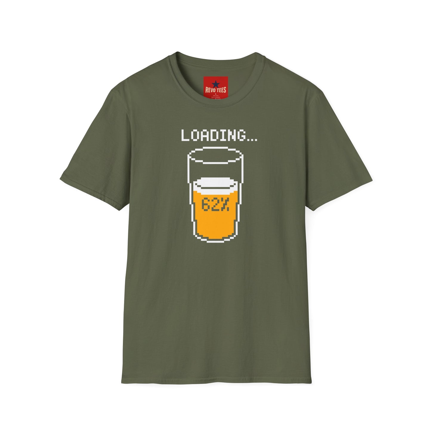 Beer Loading 62% T-Shirt — Funny Pixel Pint Graphic Tee for Beer Lovers