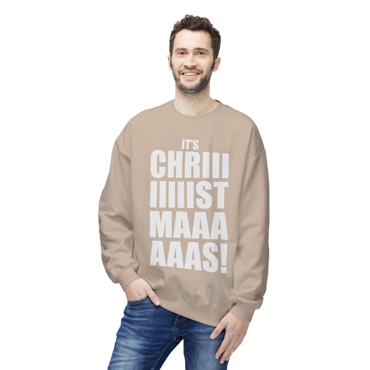 Christmas Shoutout Crewneck Sweatshirt — "It's Chriiistmaaaaas!" Holiday Graphic