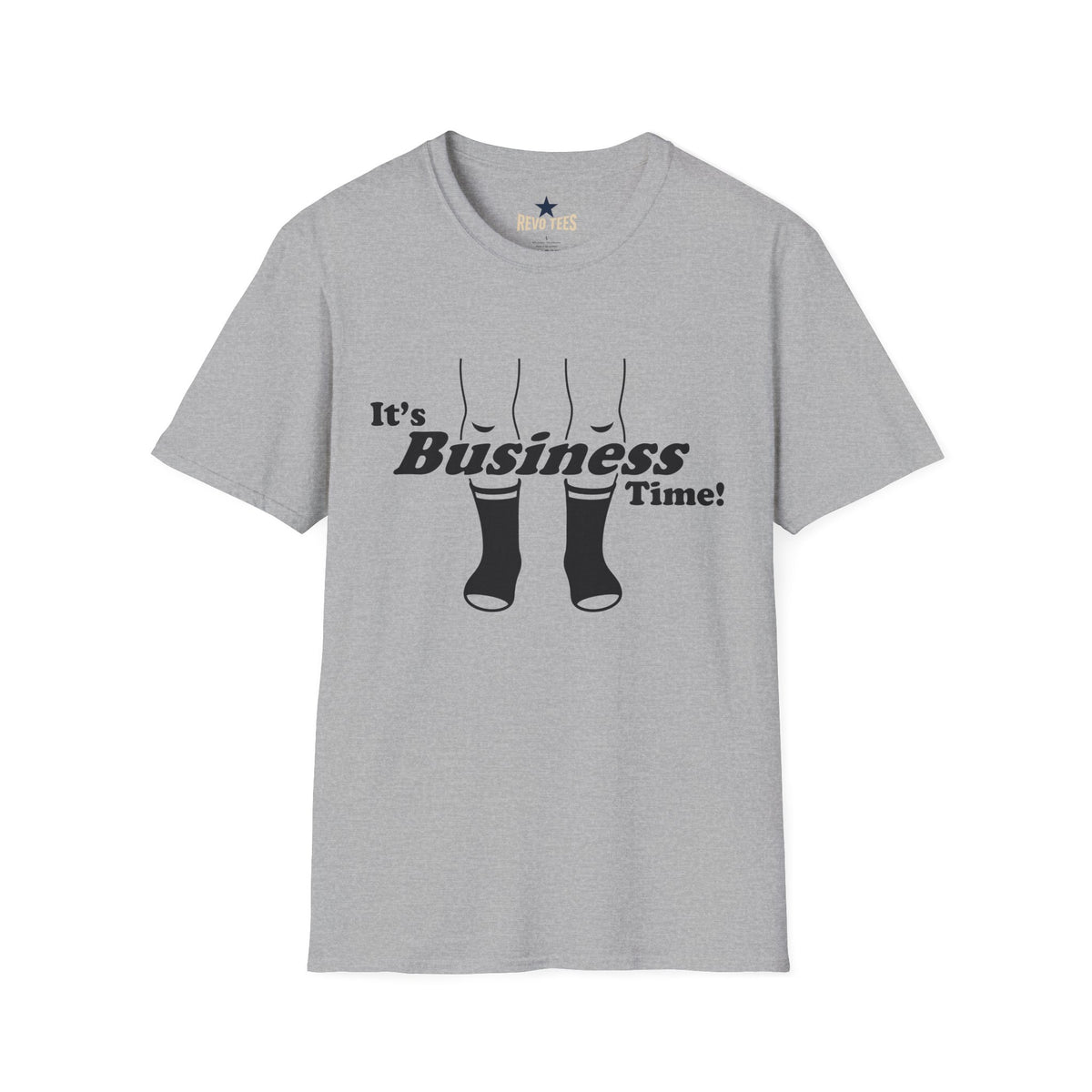Revotees Its Business Time Funny Retro Socks Graphic for Work From Home Casual Wear T-Shirt