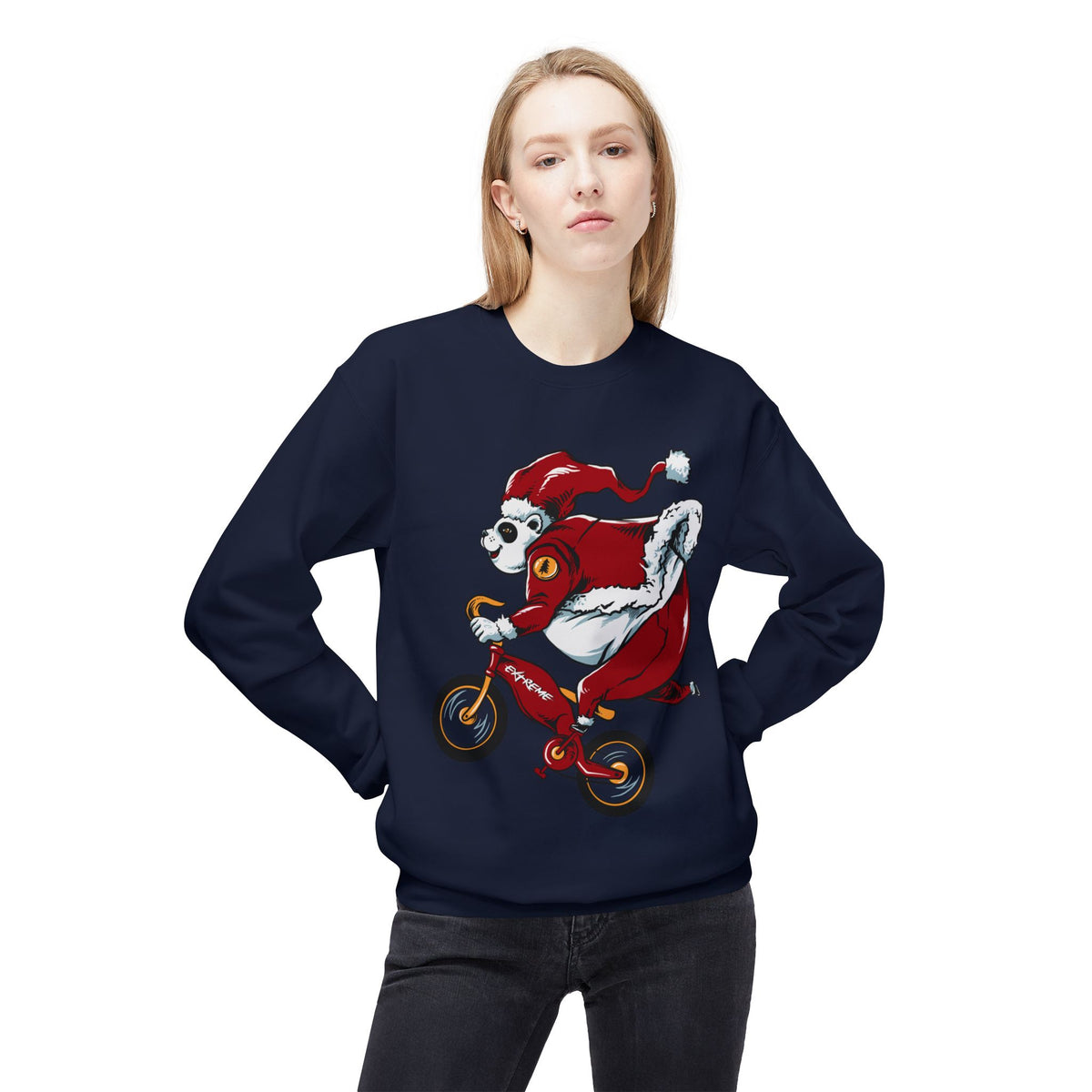 Santa Bear BMX Sweatshirt — Funny Christmas Cycling Holiday Crewneck