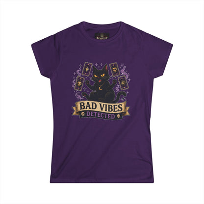 Bad Vibes Detected Cat Tarot Tee — Women's Witchy Graphic T-Shirt