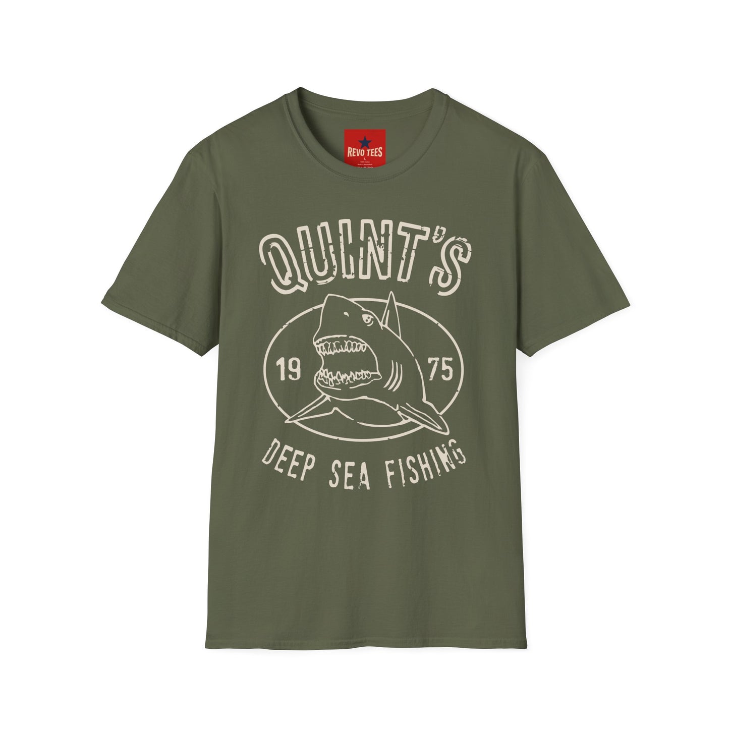 Quint's Deep Sea Fishing T-Shirt — Retro Shark Graphic Tee (1975)