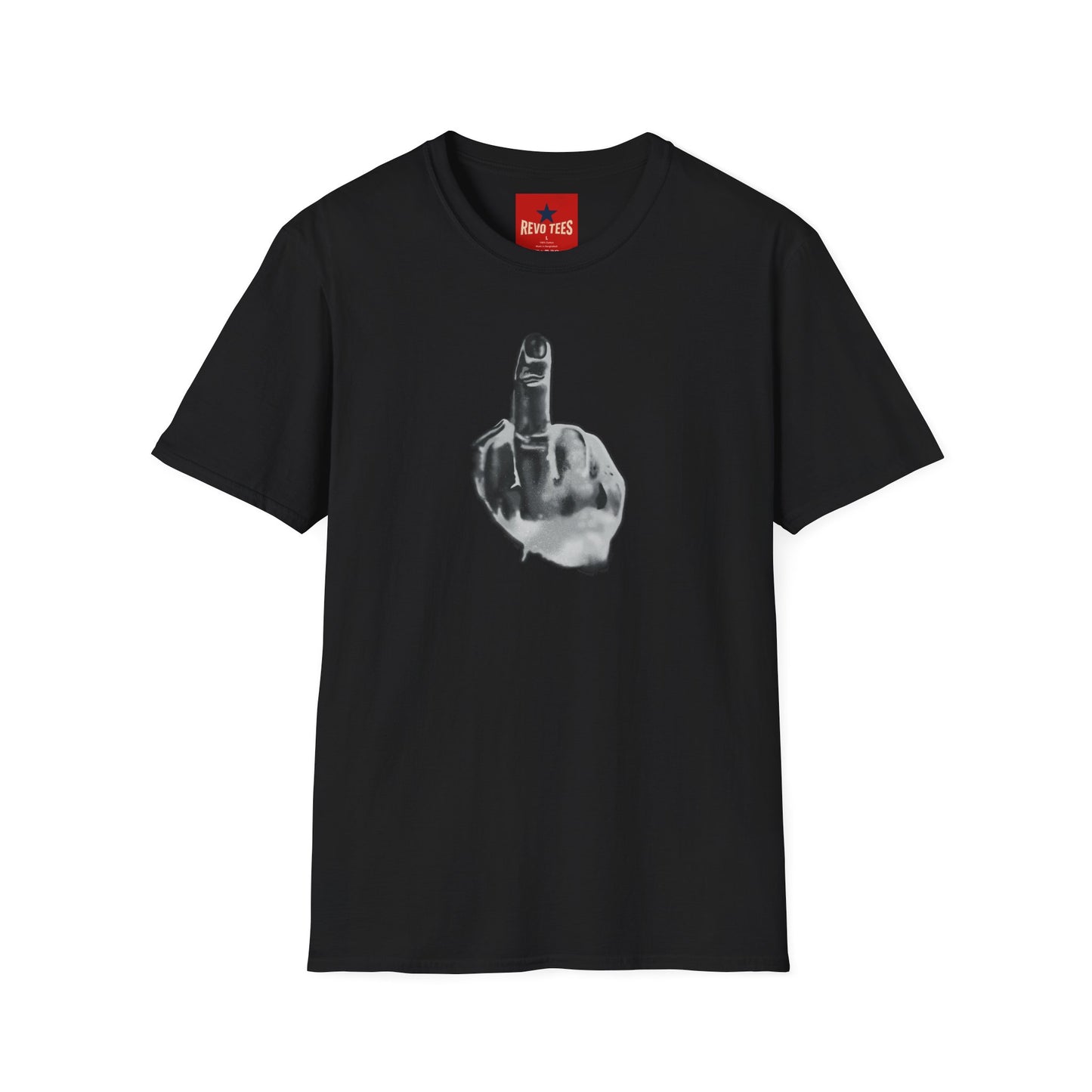 Graphic T-Shirt — Grayscale Middle Finger Design