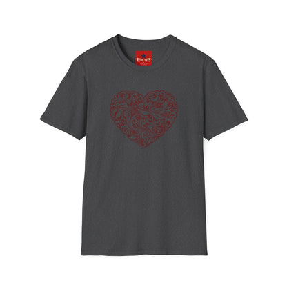 Ornate Floral Heart T-Shirt — Vintage Filigree Valentine Tee