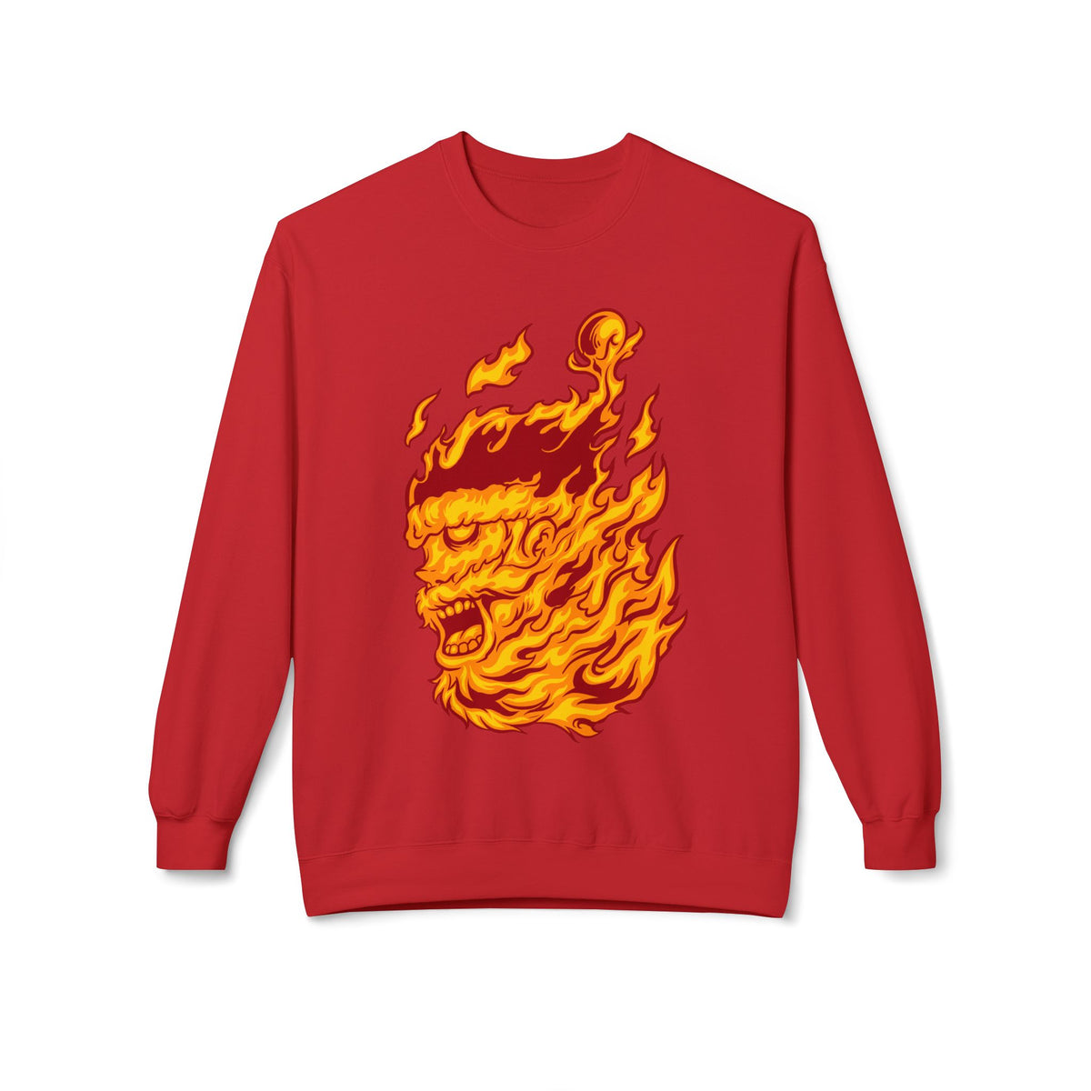 Flaming Santa Skull Redneck - I mean Crewneck Sweatshirt