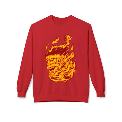 Flaming Santa Skull Redneck - I mean Crewneck Sweatshirt