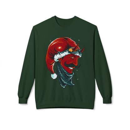 Devil Santa — Vintage Holiday Demon Graphic Crewneck Sweatshirt