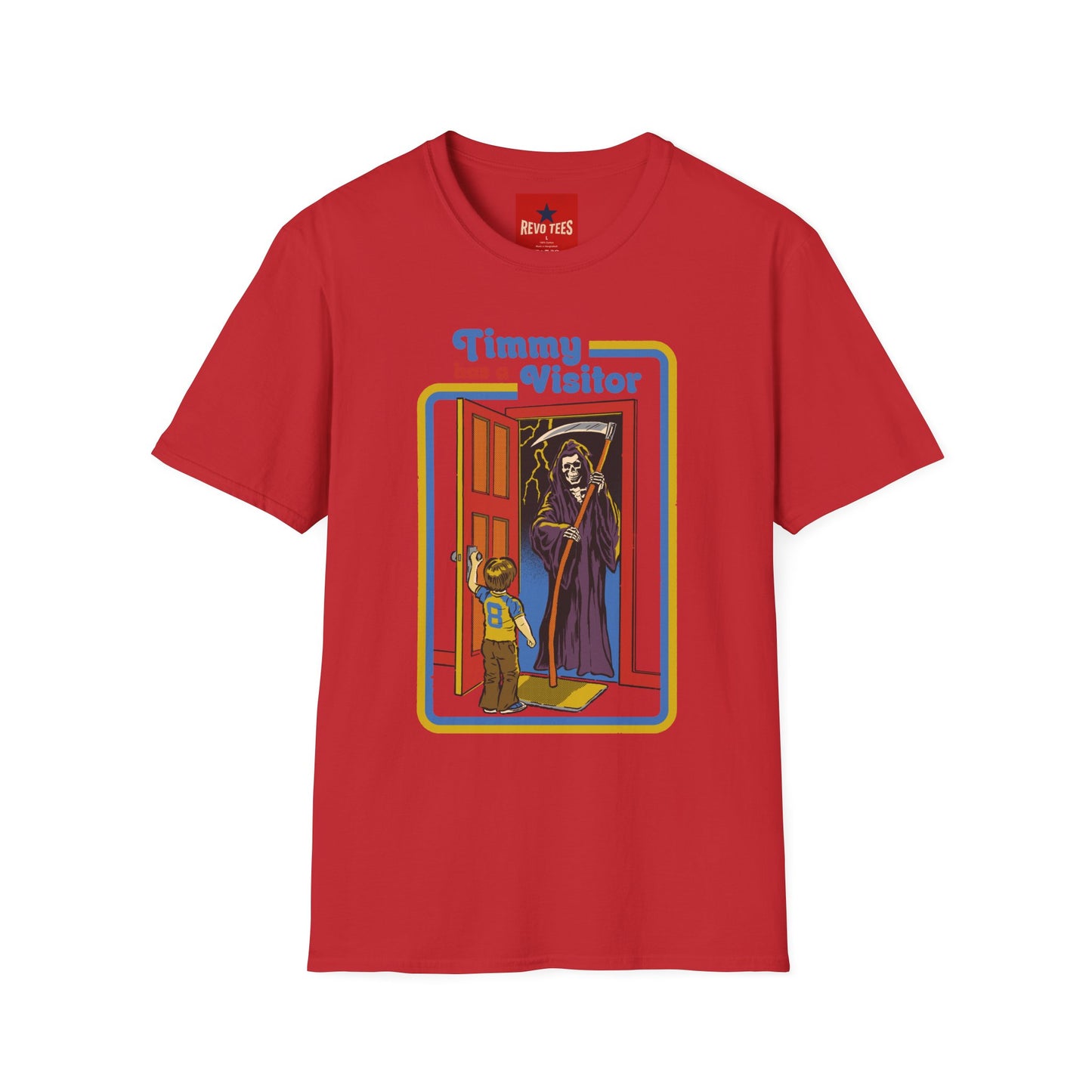 T-Shirt — “Timmy Has a Visitor” Retro Horror Graphic Tee