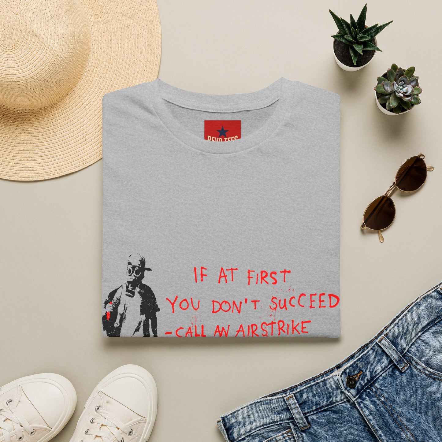 Banksy T-Shirt — “If at First You Don’t Succeed, Call an Airstrike” Graphic Tee