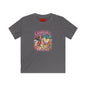 Kids Tee — "Cowgirl at Heart" Colorful Western Graphic (Cowgirl & Wild Print)
