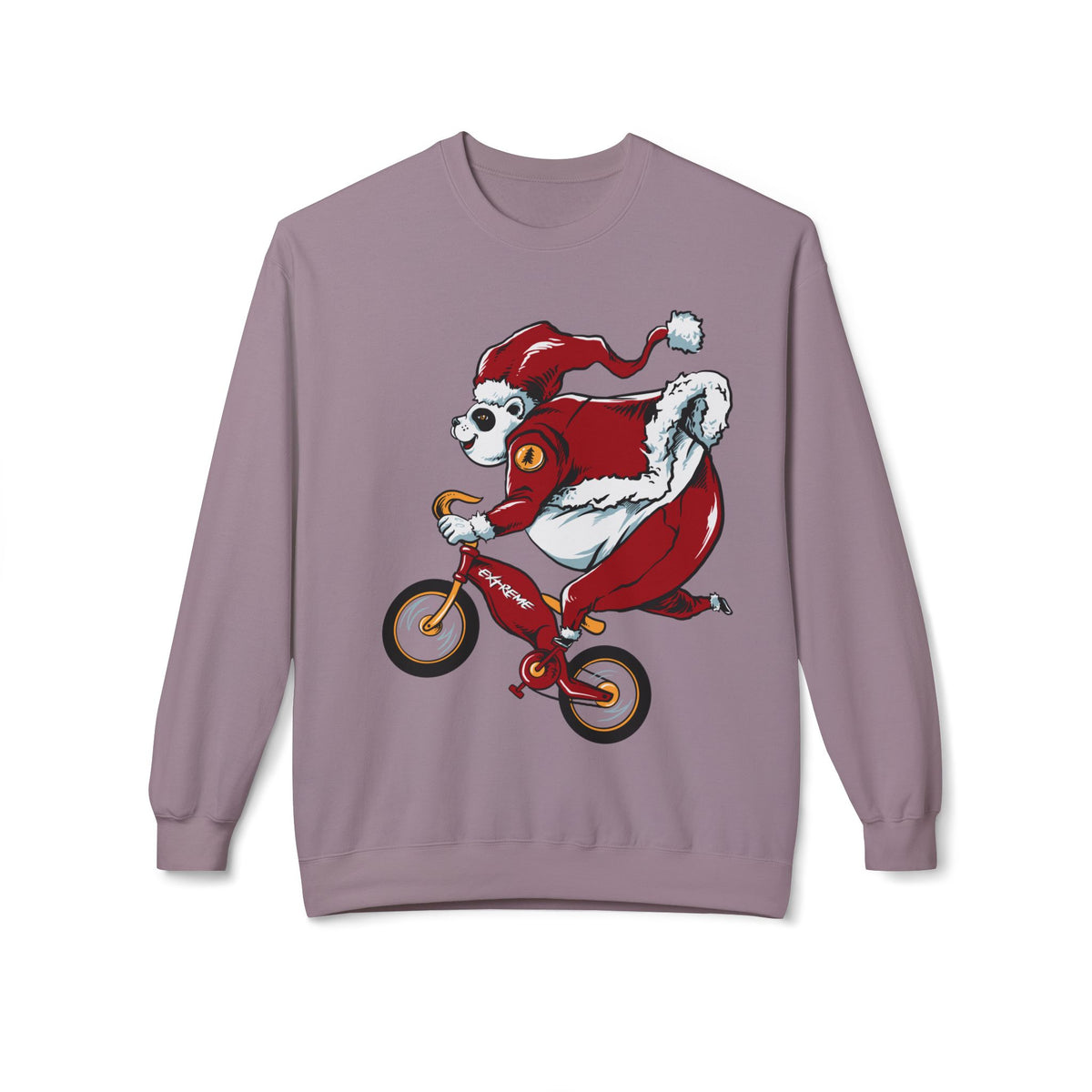 Santa Bear BMX Sweatshirt — Funny Christmas Cycling Holiday Crewneck