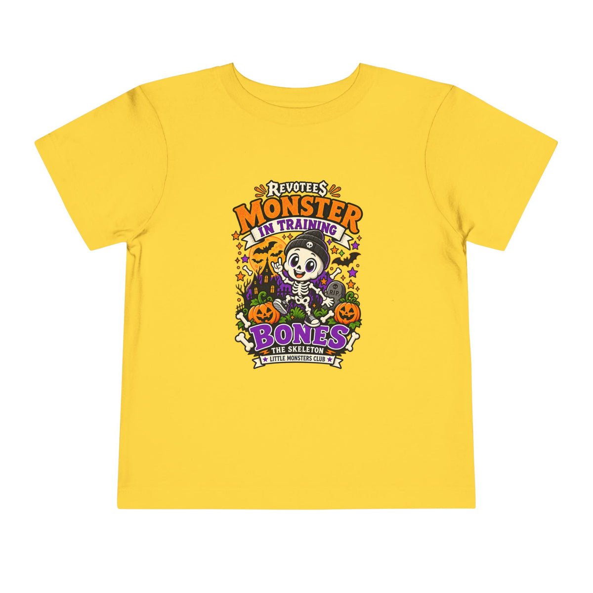 REVOTEES Toddler Tee — "Monster in Training" Cute Skeleton Halloween Shirt