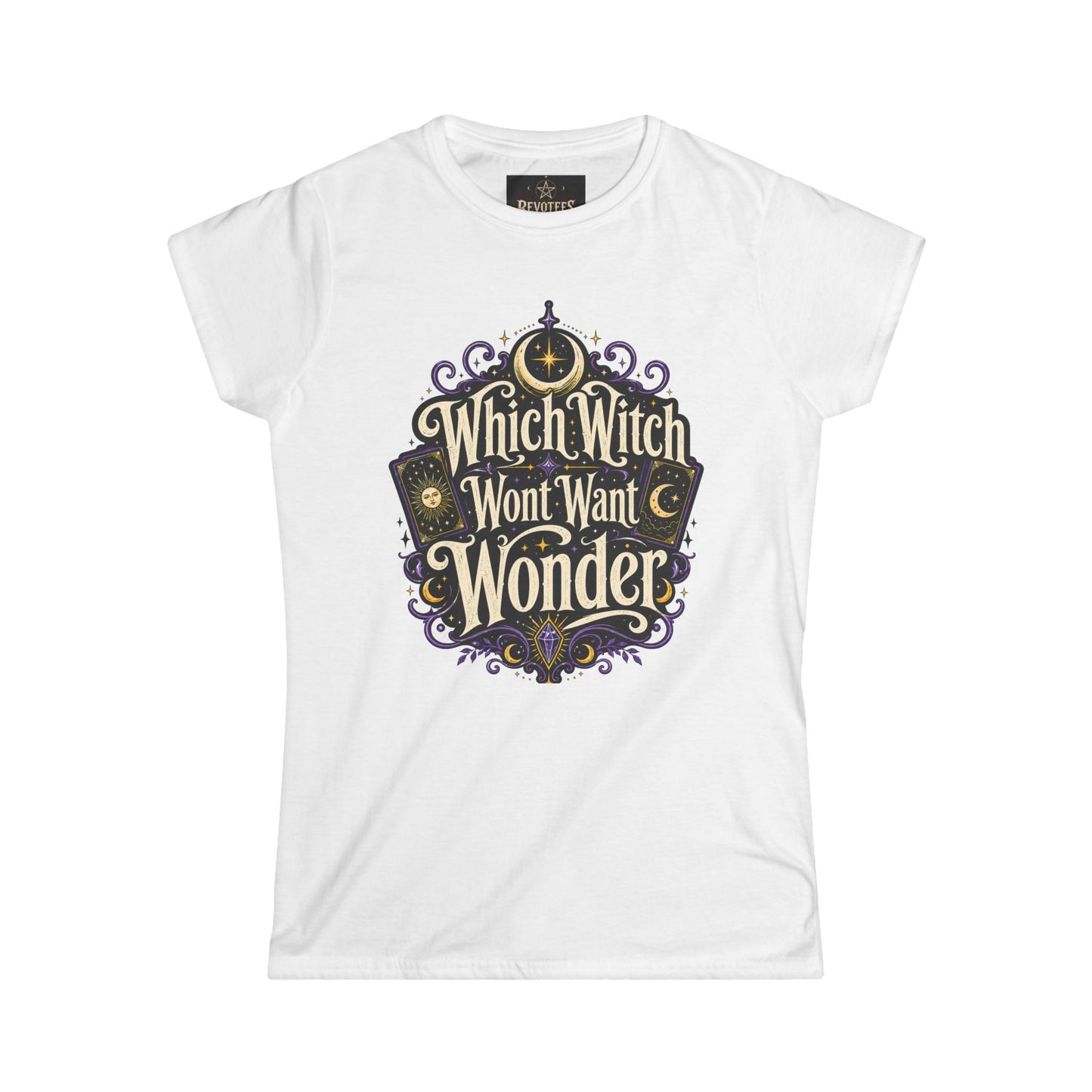 Women's Witchy Tee — "Which Witch Won't Want Wonder" Gothic Halloween Shirt