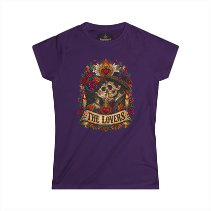 The Lovers Tarot Skull Tee — Romantic Day of the Dead Graphic Shirt