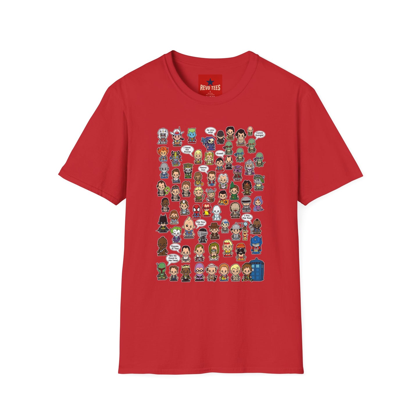 RPG Character Collage T-Shirt — Chibi Fantasy & Sci‑Fi Heroes Tee