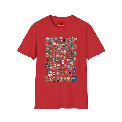 RPG Character Collage T-Shirt — Chibi Fantasy & Sci‑Fi Heroes Tee