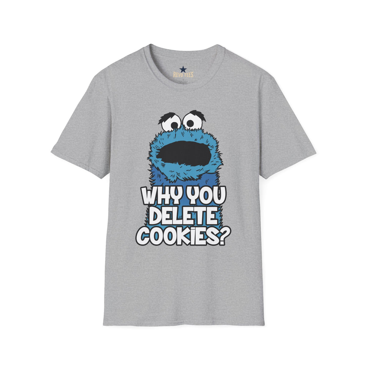 Revotees Cookie Monster Why You Delete Cookies Funny Retro Kids TV Graphic T-Shirt - alternate view 3