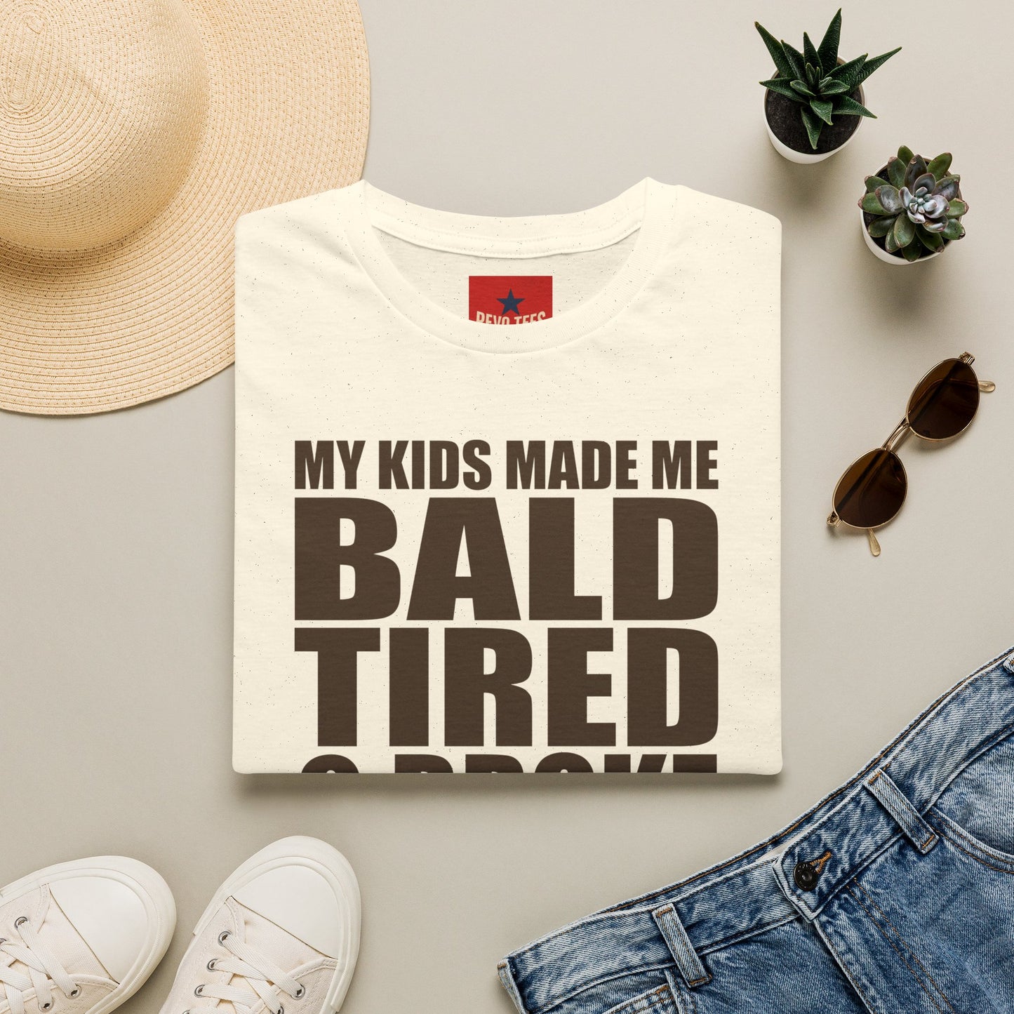 Bald, Tired & Broke T-Shirt — Funny Mom/Dad Parenting Tee