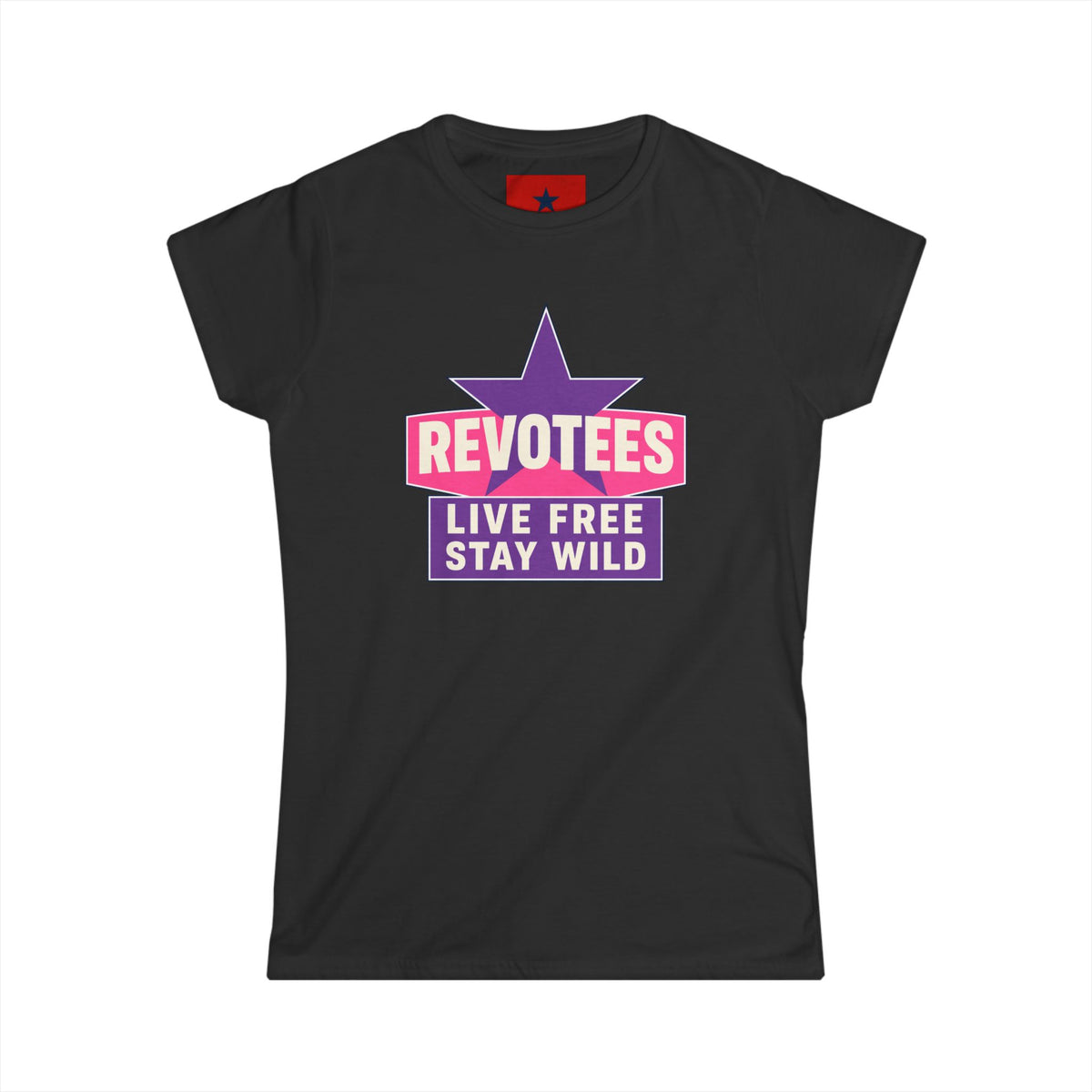 Revotees Live Free Stay Wild Womens Retro Star Graphic T-Shirt - alternate view 4