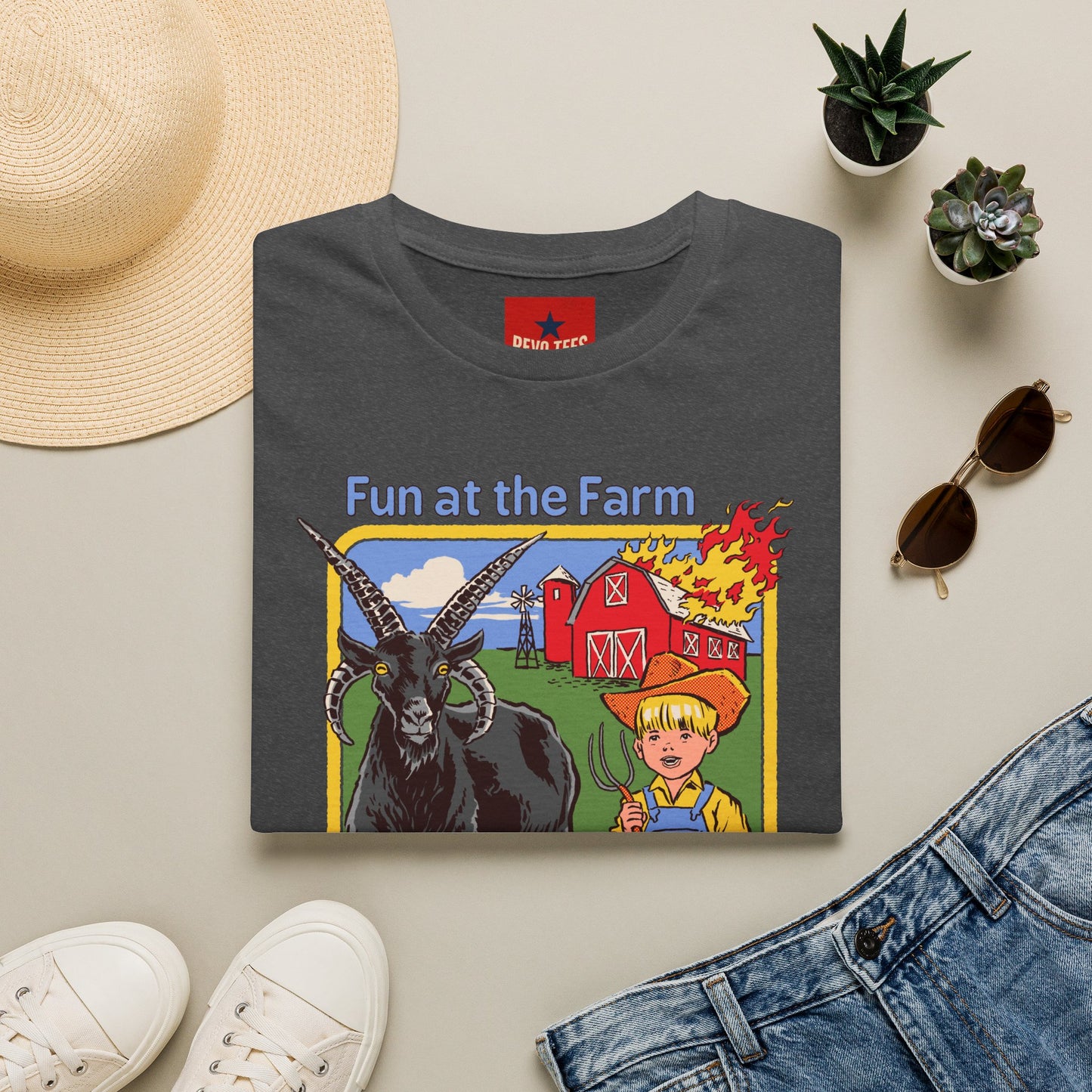 Fun at the Farm T-Shirt — Vintage Barn & Goat Graphic Tee