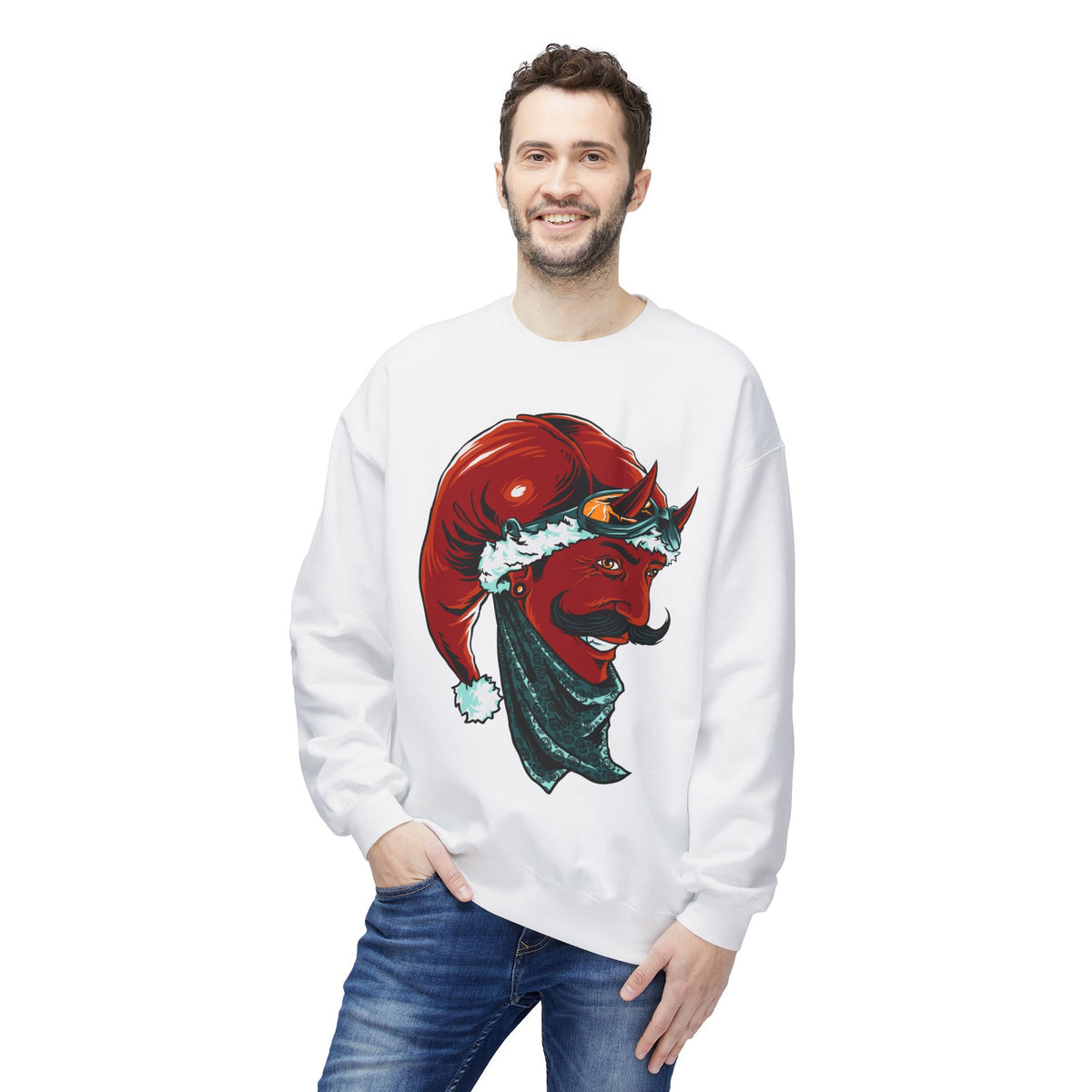 Devil Santa — Vintage Holiday Demon Graphic Crewneck Sweatshirt