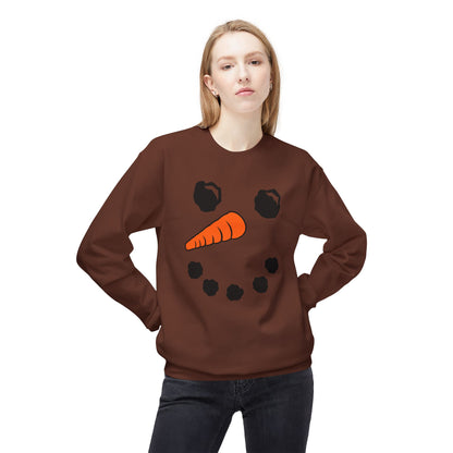 Snowman Face Crewneck Sweatshirt — Cute Winter Holiday Pullover