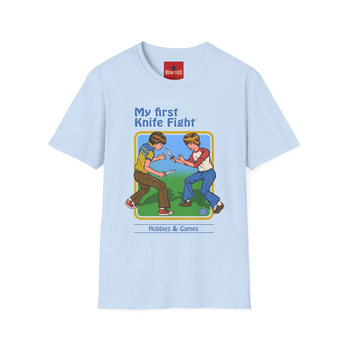 My First Knife Fight T-Shirt — Retro Dark Humor Graphic Tee