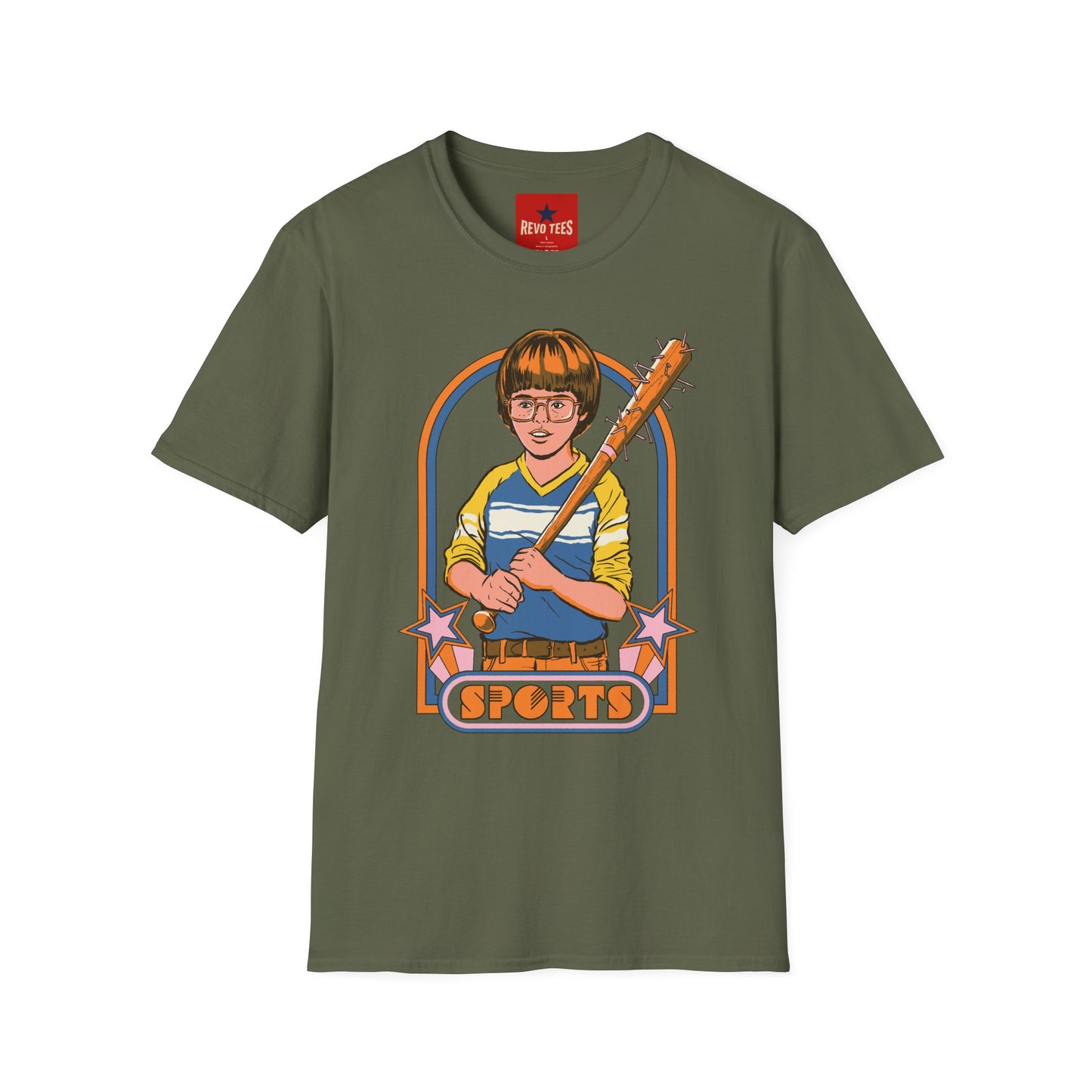 Retro Kid Sports T‑Shirt — Vintage Baseball Bat Graphic Tee