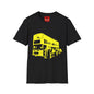 Bus Wankers Graphic T-Shirt — Retro Yellow Double-Decker Design