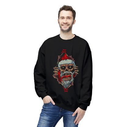 Skull Santa Crewneck Sweatshirt — Horror Christmas Graphic