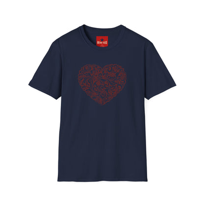 Ornate Floral Heart T-Shirt — Vintage Filigree Valentine Tee
