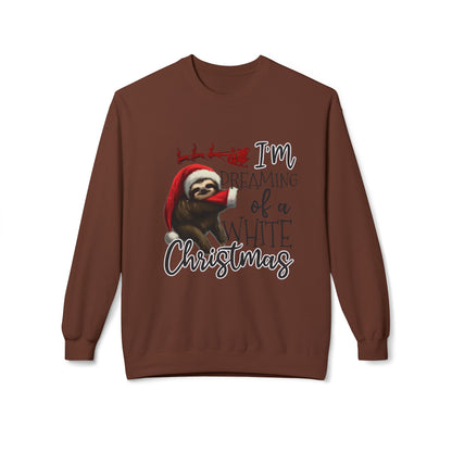 Christmas Sloth Sweatshirt – "I'm Dreaming of a White Christmas" Cozy Crewneck