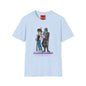 Retro Space Duo T‑Shirt — Cartoon Bounty Hunter & Kid Graphic Tee