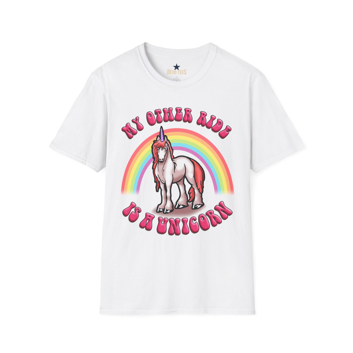 Revotees Unicorn Rainbow My Other Ride Is a Unicorn Retro Graphic T-Shirt - alternate view 2