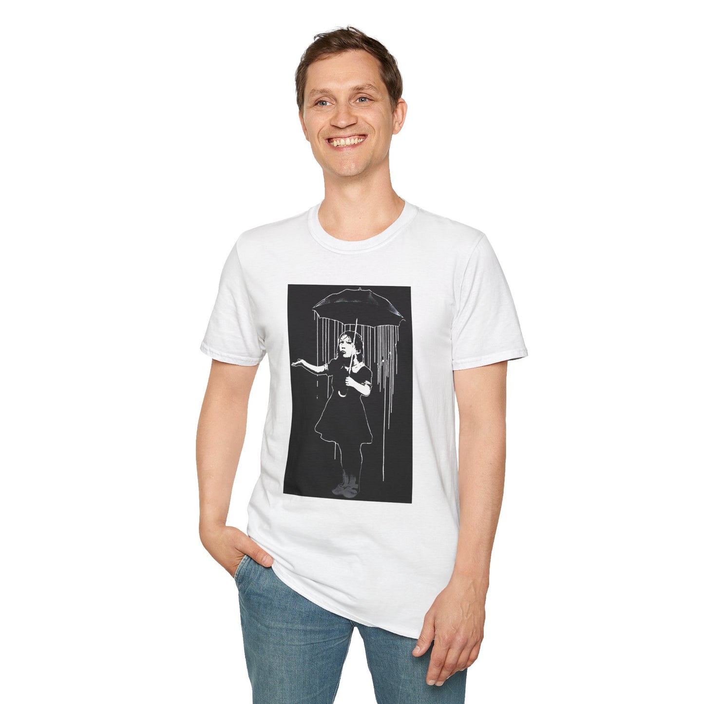 Banksy T-Shirt — Girl with Umbrella Chalk Art Tee