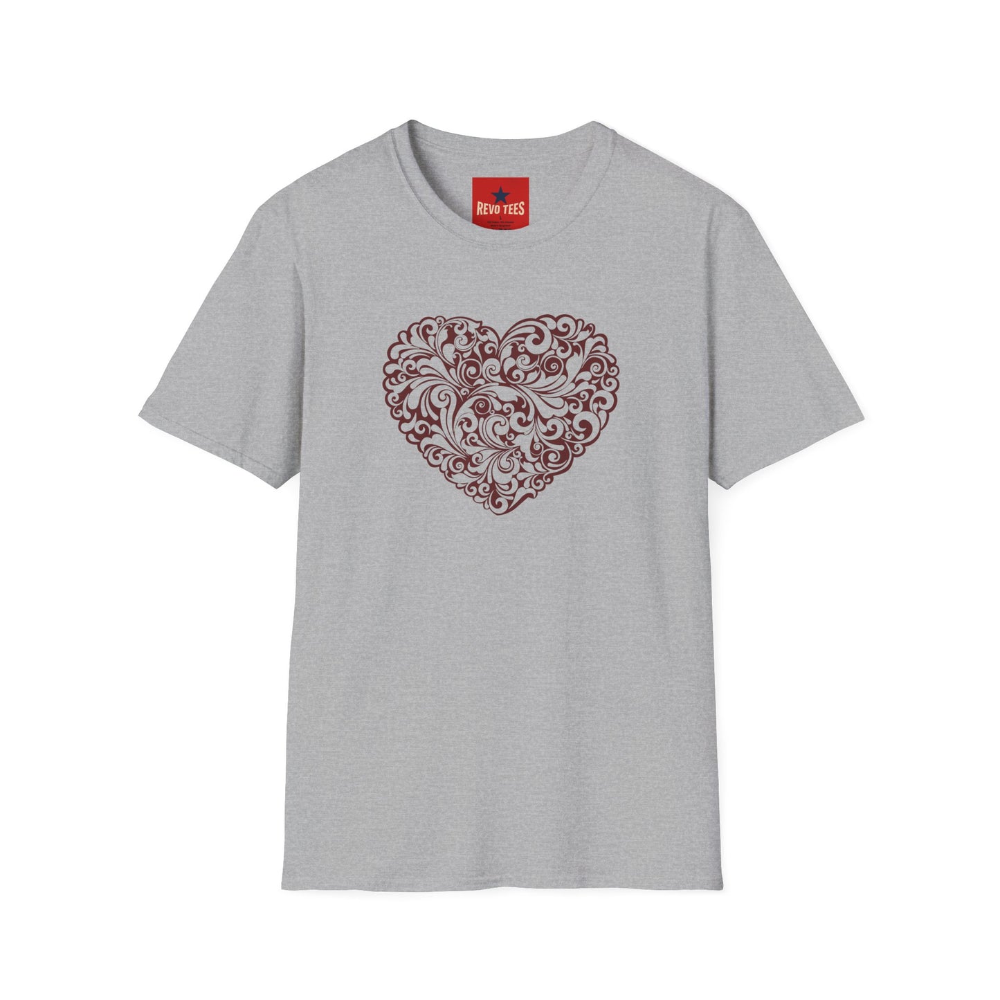 Ornate Floral Heart T-Shirt — Vintage Filigree Valentine Tee